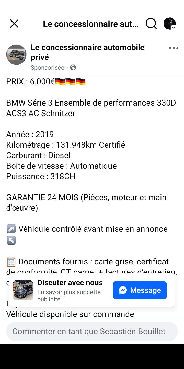 Faux site de vente de véhicules